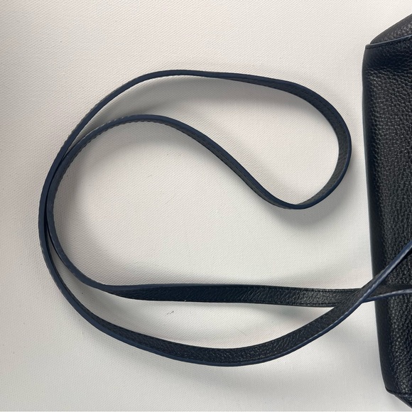 LODIS Black Pebbled Leather Charlotte Crossbody Bag with Blue Trim - Picture 14 of 14